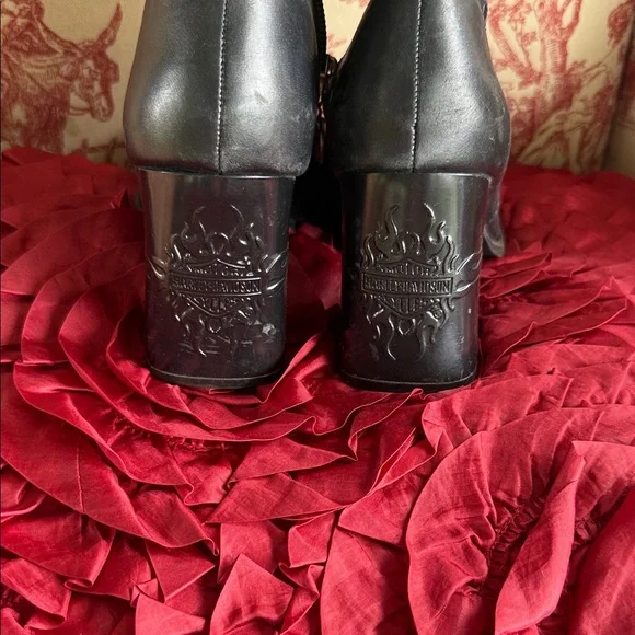 Harley-Davidson Black Heeled Boots with Flame Detail - Picture 3 of 5